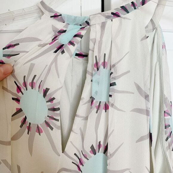 Diane Von Furstenberg DVF Women's Lainey Sunshine Print Silk Tank Keyhole Size 0 - Picture 11 of 11